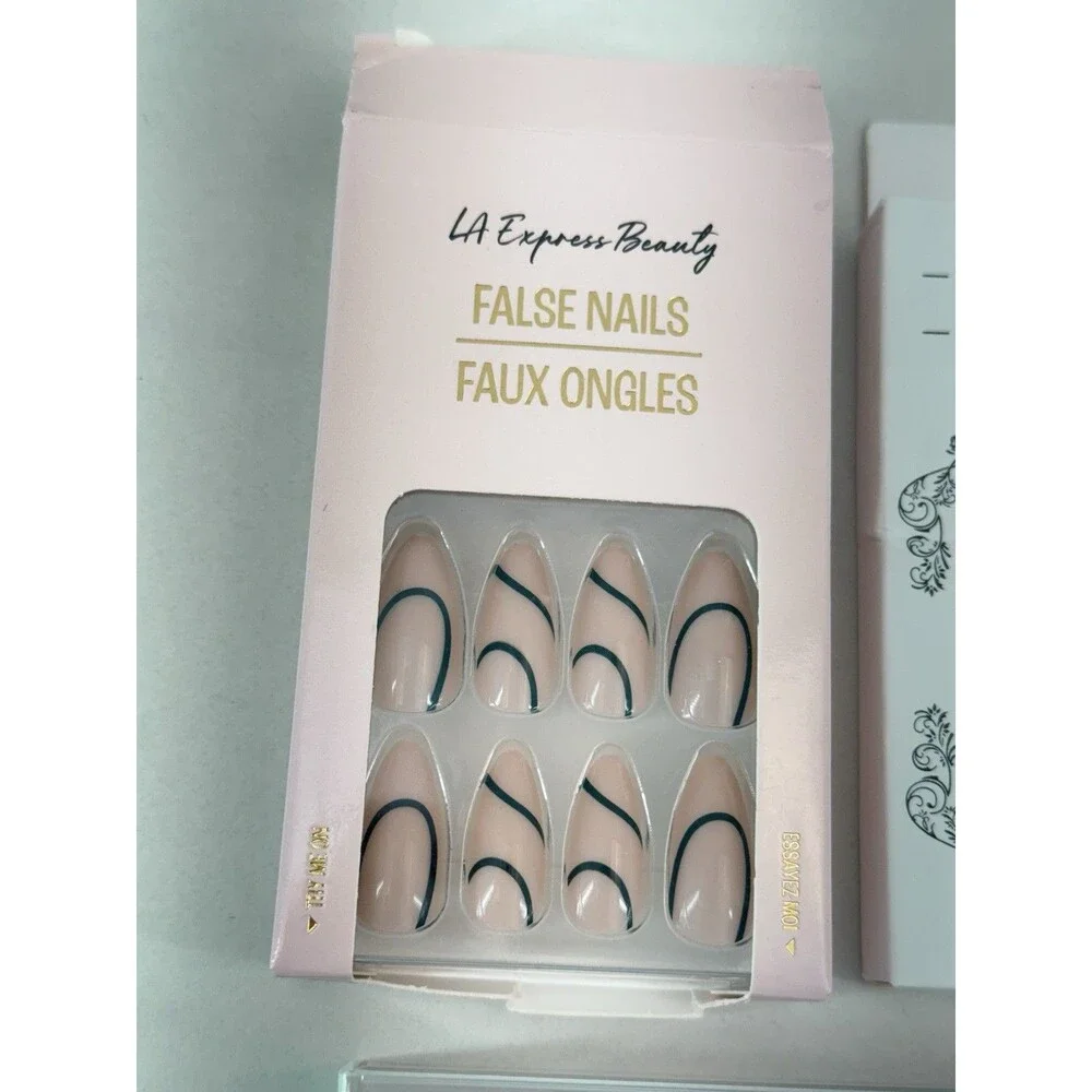 Professional False Nails - Press on Nails, Long, with Glue, color White and Red. - Picture 6 of 12
